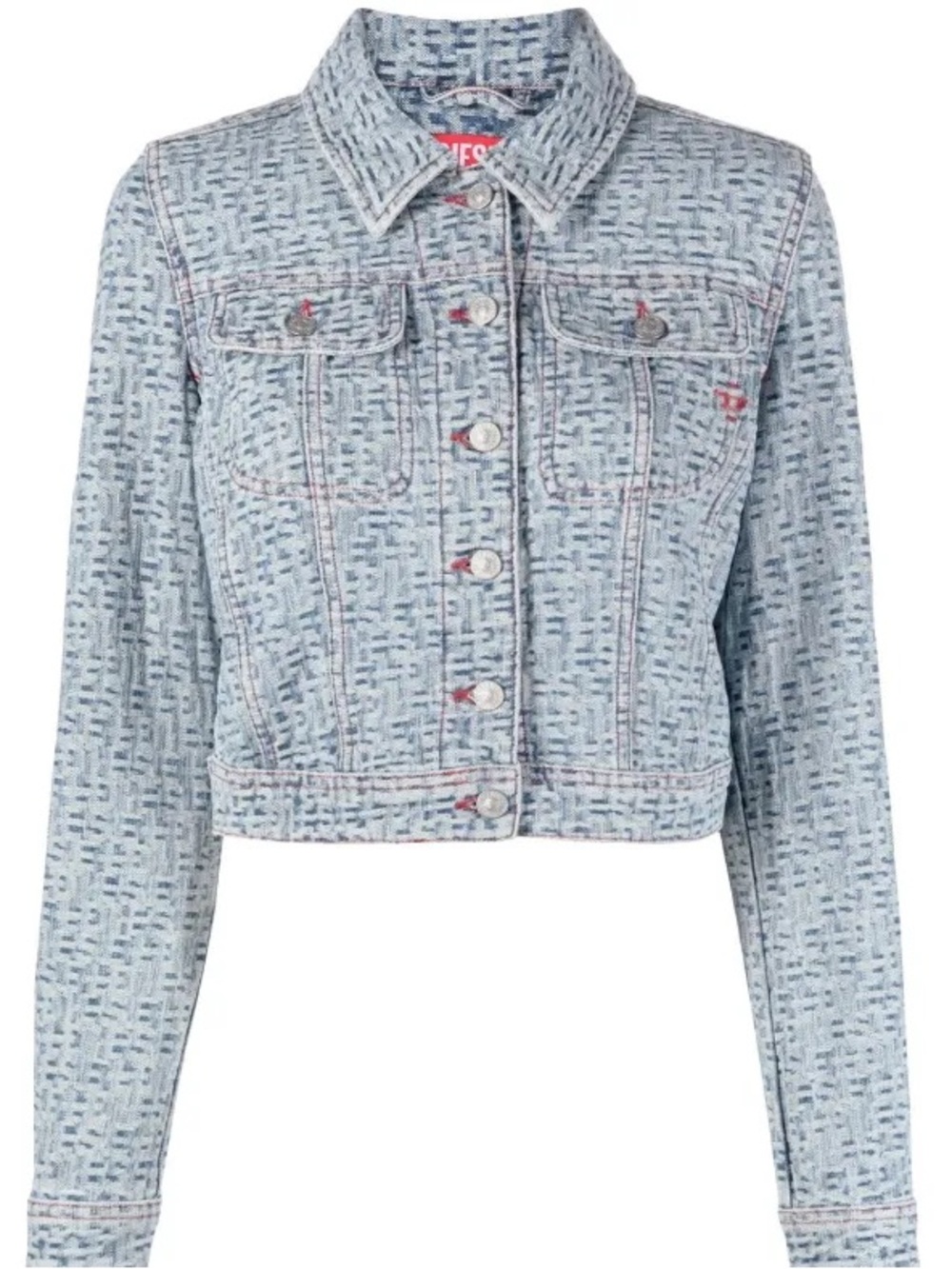 Diesel Light Blue Patterned Cropped Denim Jacket